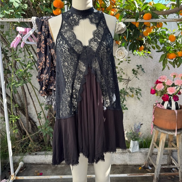 Free People Black Lace Backless Dress - Picture 2 of 7